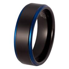 Black And Blue Titanium Wedding Band Black Blue Wedding Ring Tungsten Carbide Mens Wedding Band High White Gold Engagement Rings Unique Gold Topaz Engagement Ring Vintage Engagement Rings Art Deco