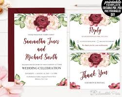 But these free printable blank invitations templates don't have to be used for just weddings, the beautiful purple and gold backgrounds provided by the watercolor flowers and geometric shapes also work well for birthdays, anniversaries, mother's day, tea parties, summer garden parties or any. Marsala Watercolor Flowers Wedding Invitation Set Template Printable R Flower Wedding Invitation Free Wedding Invitation Templates Wedding Invitation Templates