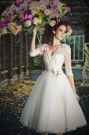Tea Length With Sleeves Tea Length Wedding Dresses By Independent Dress Designer Joanne Fleming Mariage Robe Dentelle