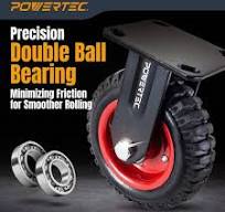 ‎POWERTEC 8 in. Fixed Plate Caster Wheels, Heavy-Duty Industrial Plate  Casters with Rubber Knobby Tread 17053