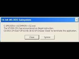 Ntvdm Error In Windows Cpu Has Encountered An Illegal Instruction Cs 0dbc Ip 0 Youtube