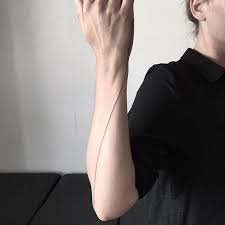 Hand Poke Seamline Tattoo By Jake Haynes Jakehaynes Pokeeeeeeoh Handpoke Sticknpoke Linework Seamline Seam Line Tattoos Line Tattoo Arm Line Tattoos