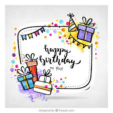 Desenho De Presentes De Aniversario Desenhado A Mao Happy Birthday Drawings Creative Birthday Cards Happy Birthday Posters