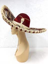 Excellent Condition Very Clean Authentic Mexican Mariachi Sombrero Hat Signed Calidad Large 23 5 Inches Exterior Diameter Thick Red Felt Beautiful Silver A