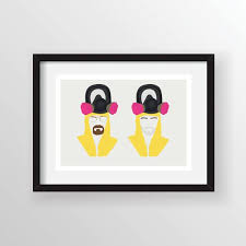 Walter White Jesse Pinkman In Masks Breaking Bad Minimalist A4 Digital Art Print Wall Poster Limited Editi Digital Art Prints Poster Wall Minimalist Art