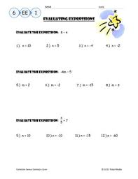 evaluating algebraic expressions worksheet teaching resources tpt
