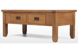 Place snacks and beverages on the spacious top during the football game. Rustic Oak 2 Drawer Coffee Table Quercus Living