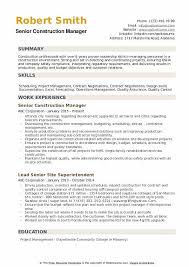 construction manager resume samples