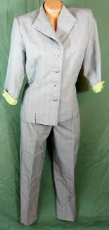 Dress Barn 2 Pc Pant Blazer Tweed Suit Size 6 Career Gray Career Work Lime Green Dressbarn Pantsuit Tweed Suits Dress Barn Pants Tweed Blazer