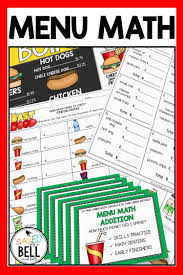 Addition Worksheets And Task Cards Menu Math In 2020 Math Worksheets Money Worksheets Math
