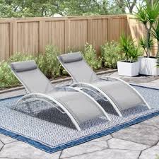 Hito outdoor lounge chairs sun loungers zero gravity chairs adjustable padded lounger chair with a cup holder, soft & comfortable, supports festival depot 3 pc patio bistro outdoor chaise lounge chair set textilene furniture metal adjustable back curved armrest with glass desktop. Curved Outdoor Outdoor Chaise Lounge Chairs You Ll Love In 2021 Wayfair