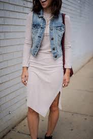 How To Wear A Casual Bodycon Dress For Fall A Viza Style The Fifth Knit Dress Denim Vest Dc Blogger Ragbone Bodycon Dress Casual Denim Dress Clothes