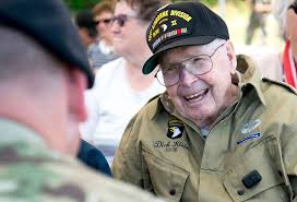 D-Day veteran Richard “Dick” Klein, Headquarters Company, 3rd Battalion,  501st Parachute Infantry Regiment, 101st Airborne Division, recalls his  first time under enemy fire. “During the evening, we made a stop while  moving