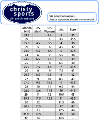 Cross Country Ski Boot Size Chart Best Picture Of Chart