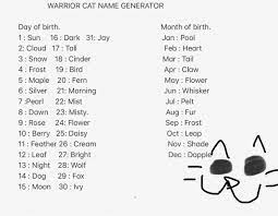 Warrior Cat Generator Warrior Cat Names Warrior Cat Warrior Cats Name Generator