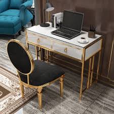 Check spelling or type a new query. Luxury Modern Black White Office Writing Desk Stylish Rectangle Computer Desk With Drawers Glass Top Gold Metal Modern Black White Office Writing Desk Stylish Rectangle Computer Desk With Drawers Glass Top Gold Metal For Sale