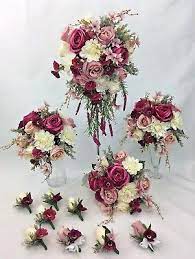 5 out of 5 stars. Artificial Flower Dusty Pink Dark Pink Cream Roses Dahlias Wedding Bouquet Set Wedding Bouquets Sets Pink Rose Wedding Bouquet Flower Bouquet Wedding