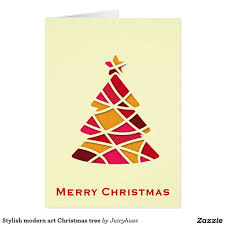 Stylish Modern Art Christmas Tree Holiday Card Zazzle Com Stylish Christmas Cards Holiday Design Card Modern Christmas Cards