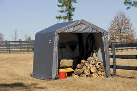 Allowing storage for large items plastic shed with steel reinforced construction offers strength to help withstand the elements delivered on a pallet, ready to assemble, lift gate equipped truck. Shelterlogic Shed In A Box 10 X 10 X 8 Peak Fabric Carport Shelter At Menards