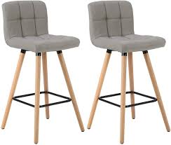 Browse our great prices & discounts on the best wood counter stools. Woltu Bar Stools Set Of 2 Pcs Soft Linen Seat Bar Chairs Breakfast Kitchen Counter Chairs Solid Wood Legs Barstools Light Grey High Stools With Backrests Footrests Amazon Co Uk Kitchen Home