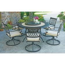 Patio Furniture Set Dining Outdoor 60 Round Table 6 Rocker Swivel Chairs Seats Conversation Set Patio Garden Patio Furniture Patio Set