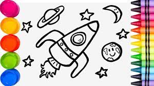 Dibujo de astronauta con cohete para colorear dibujos on pagina. Aprende Los Colores Dibujando Un Cohete Espacial Videos Para Ninos Youtube