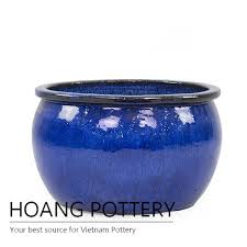 Vintage cobalt blue w/lighter blue leaves ceramic tea pot & sugar set designpac. Low Round Simple Ceramic Planter