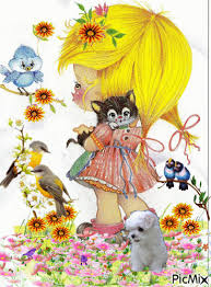 Share the best gifs now >>> Little Girl Saying I Love You Among The Flowers And Butterflies Picmix
