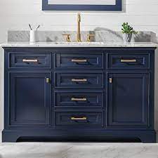 Add style and functionality to your bathroom with a bathroom vanity. Amazon Com Luca Kitchen Bath Savanna 54 Single Bathroom Vanity Set In Midnight Blue With Carrara Marble Top And Sink Home Improvement