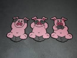 See No Evil Hear No Evil Speak No Evil Canvas Piggy Hear No Evil See No Evil Speak No Evil By Jody Wall Hangings 1 4 Plastic Canvas Patterns Plastic Canvas Crafts Canvas Crafts