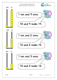 Put in one or ones and form sentences with one or ones. Abacus Tens And Ones 1 Reading And Writing Numbers Maths Worksheets For Year 1 Age 5 6 By Urbrainy Com