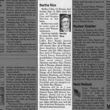 Bertha J. Olson Rice obit 2002