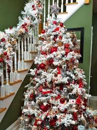 Flocked Tree Red Flocked Christmas Trees Decorated Red Christmas Tree Flocked Christmas Trees