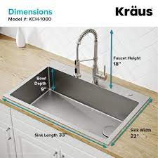 Kraus Loften All In One Dual Mount Drop In Stainless Steel 33 In 2 Hole Single Bowl Kitchen Si Single Bowl Kitchen Sink Kitchen Sink Design Small Kitchen Sink