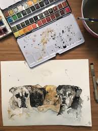 Amazing By Https Www Reddit Com User Canehdianchick Watercolor Two Dogs Art