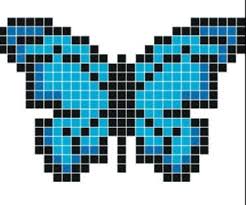 Papillon Bleu Butterfly Blue Pixel Drawing Pixel Art Minecraft Pixel Art