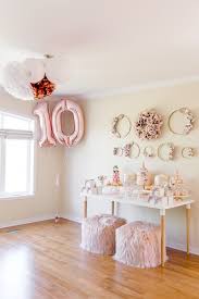 Rose Gold Simple 18th Birthday Decoration Ideas At Home Rose Gold Blush Pink Unicorn Party Kara S Party Ideas Pink Unicorn Party Gold Birthday Party Rose Gold Party