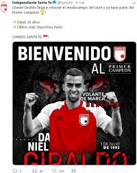 Pues solo se ha confirmado la salida de luis manuel seija y sherman cárdenas. Santa Fe Anuncio El Fichaje De Daniel Giraldo