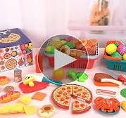 Comirth Spielen Sie Lebensmittel-Sets für Kinder Küche-80PC Pretend  Lebensmittel mit 2 Kinder Picknick-Korb, Spielzeug Lebensmittel mit Pizza  ...
