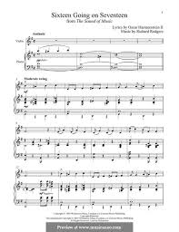 Digital sheet music for my favorite things by oscar hammerstein ii, richard rodgers scored for piano/vocal/chords; Sixteen Going On Seventeen From The Sound Of Music By R Rodgers On Musicaneo