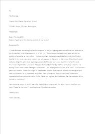 Use your cover letter to highlight relevant experience and past achievements. Secondary School Teacher Job Application Letter To The Principal Templates At Allbusinesstemplates Com