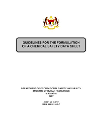 We did not find results for: Guidelines For The Formulation Of A Chemical Safety Data Sheet Dosh