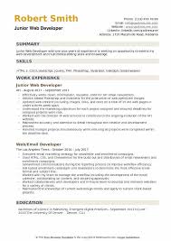 This resume was written by our experienced resume writers specifically for this profession. Junior Web Developer Resume Samples Qwikresume