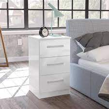 Living room/bedroom/study, 7 colors available oyo: Lynx 3 Drawer Bedside Table White