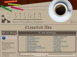 Job Openings As Of September 13 2013 Sysgen Itjobs Itcareers Job Opening Business Analyst We Are Hiring