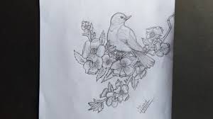 Hand drawn texture with apple tree flowers in engraving style. How To Draw A Pencil Drawing Of Nightingale On Tree Between The Flowers Step By Step Easy To Draw Youtube