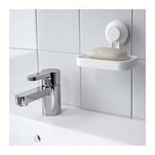 tisken ティスケン ソープディッシュ 吸盤付き ホワイト ikea ソープディッシュ ミラータイル 浴室 収納
