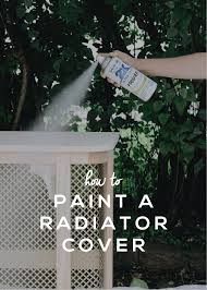 Hand Spraying Primer From A Spray Paint Can Onto Furniture Diy Home Interior Radiator Cover Painted Radiator