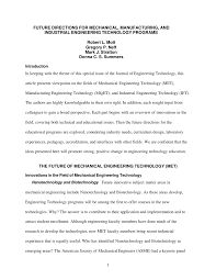 Find the best mechanical project engineer resume examples to help you improve your own resume. Pdf Future Directions For Mechanical Manufacturing And Industrial Engineering Technology Programs