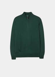 Merino Wool 1/4 Zip Jumper in Hunter Green